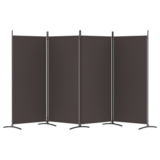 Kamerscherm met 4 panelen 346x180 cm stof bruin