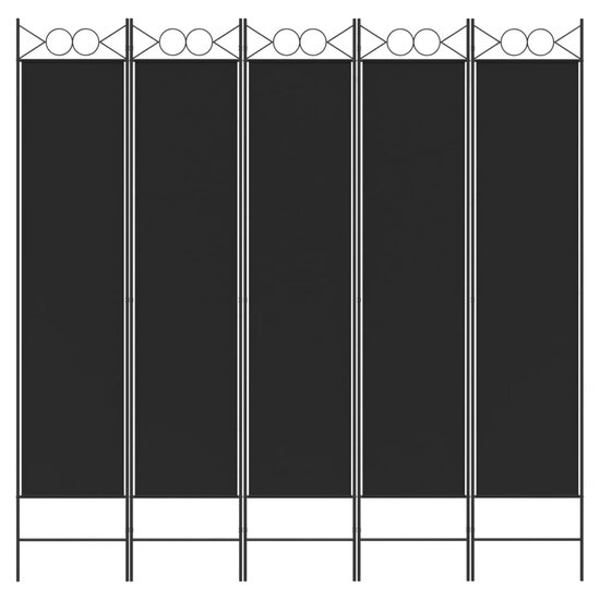 Kamerscherm met 5 panelen 200x200 cm stof zwart