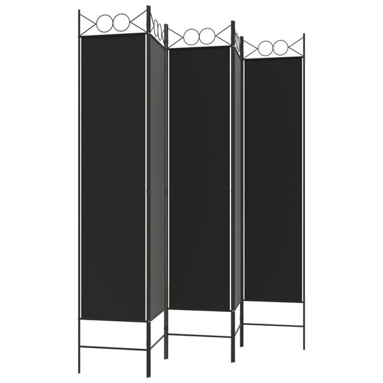 Kamerscherm met 5 panelen 200x200 cm stof zwart