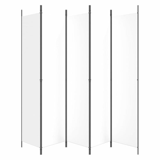 Kamerscherm met 5 panelen 250x220 cm stof wit