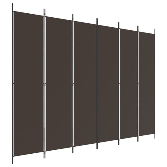 Kamerscherm met 6 panelen 300x220 cm stof bruin