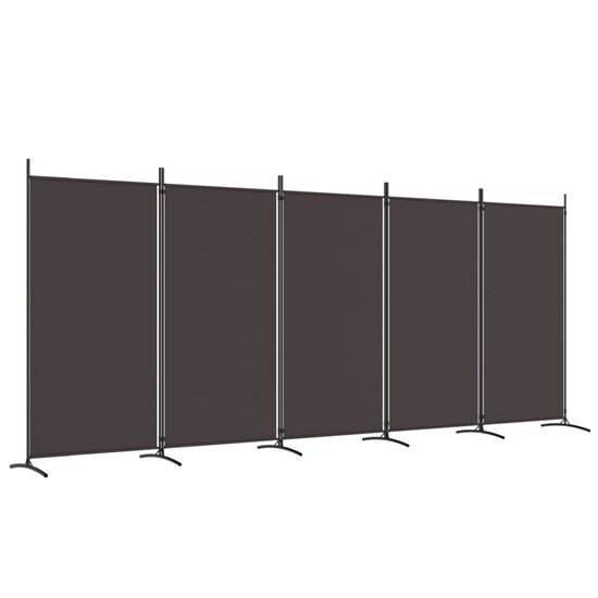 Kamerscherm met 5 panelen 433x180 cm stof bruin