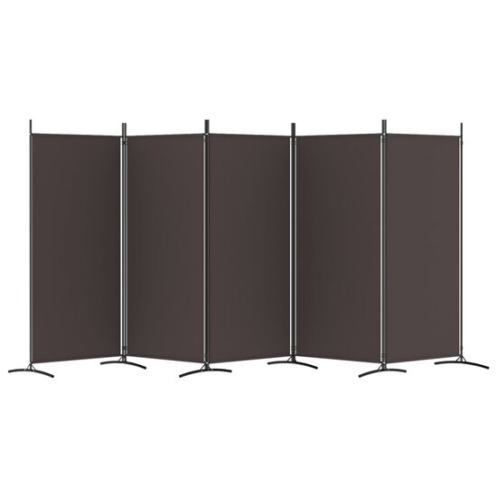 Kamerscherm met 5 panelen 433x180 cm stof bruin
