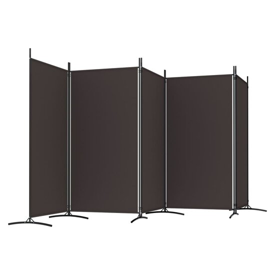 Kamerscherm met 5 panelen 433x180 cm stof bruin