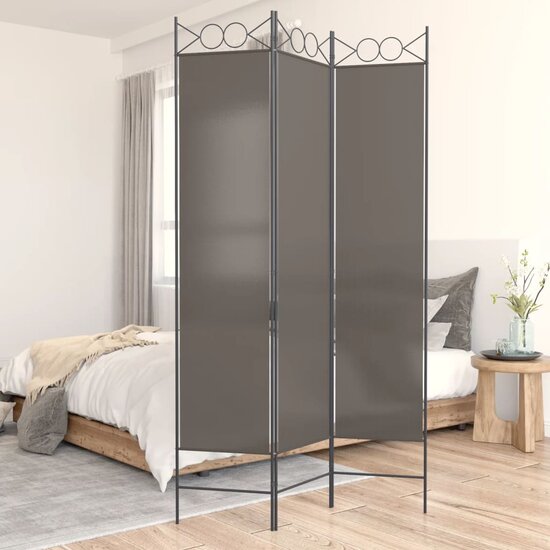 Kamerscherm met 3 panelen 120x200 cm stof antracietkleurig