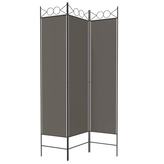 Kamerscherm met 3 panelen 120x200 cm stof antracietkleurig