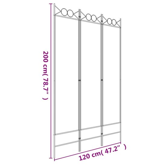 Kamerscherm met 3 panelen 120x200 cm stof antracietkleurig