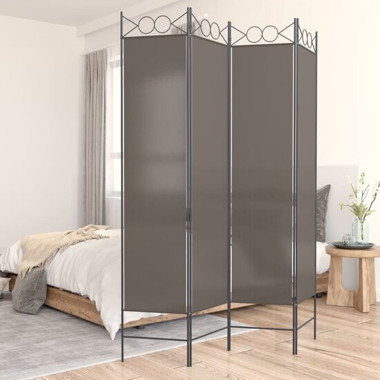 Kamerscherm met 4 panelen 160x200 cm stof antracietkleurig