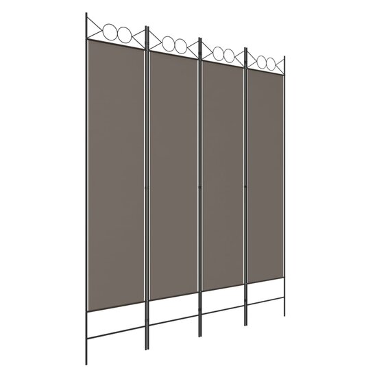 Kamerscherm met 4 panelen 160x200 cm stof antracietkleurig