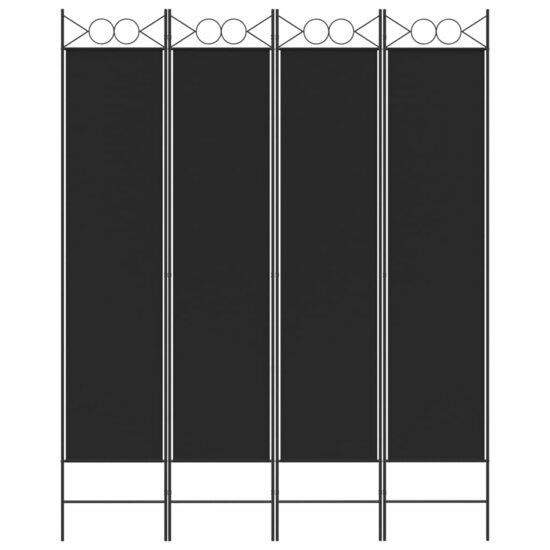 Kamerscherm Met 4 Panelen Stof Zwart 160 x 200 cm