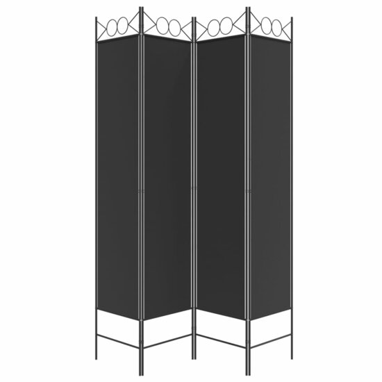Kamerscherm Met 4 Panelen Stof Zwart 160 x 200 cm