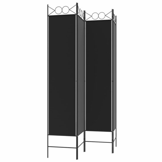 Kamerscherm Met 4 Panelen Stof Zwart 160 x 200 cm