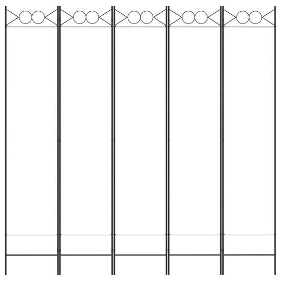 Kamerscherm met 5 panelen 200x200 cm stof wit