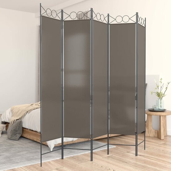 Kamerscherm met 5 panelen 200x200 cm stof antracietkleurig