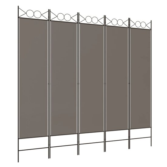 Kamerscherm met 5 panelen 200x200 cm stof antracietkleurig
