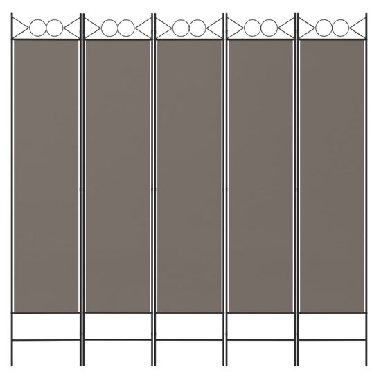 Kamerscherm met 5 panelen 200x200 cm stof antracietkleurig