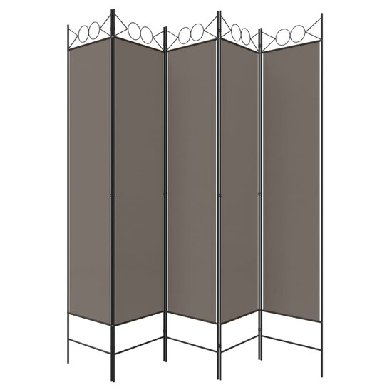 Kamerscherm met 5 panelen 200x200 cm stof antracietkleurig