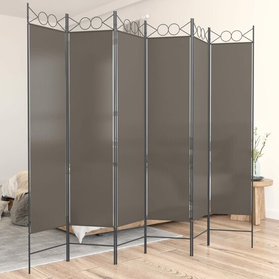 Kamerscherm met 6 panelen 240x200 cm stof antracietkleurig