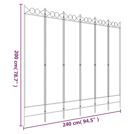 Kamerscherm met 6 panelen 240x200 cm stof antracietkleurig