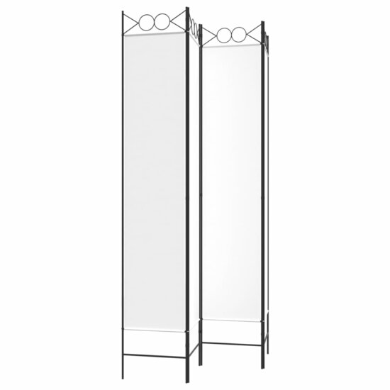 Kamerscherm Met 4 Panelen Stof Wit 160 x 220 cm
