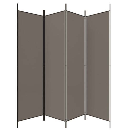 Kamerscherm met 4 panelen 200x200 cm stof antracietkleurig