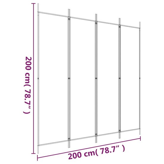 Kamerscherm met 4 panelen 200x200 cm stof antracietkleurig