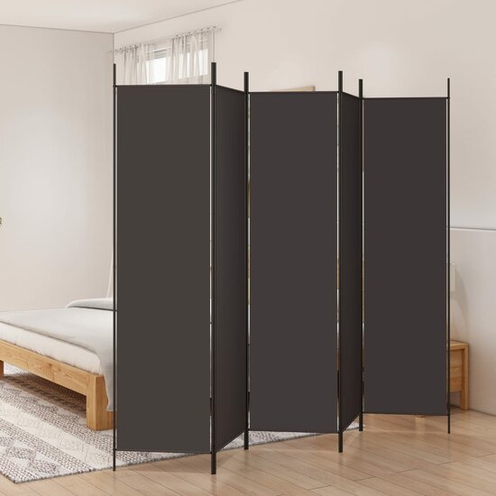 Kamerscherm Met 5 Panelen Stof Bruin 250 x 200 cm