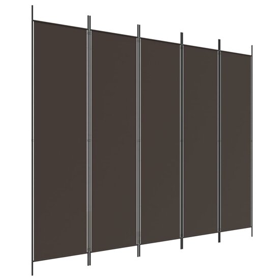 Kamerscherm Met 5 Panelen Stof Bruin 250 x 200 cm