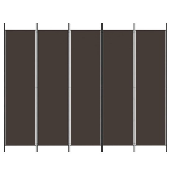 Kamerscherm Met 5 Panelen Stof Bruin 250 x 200 cm