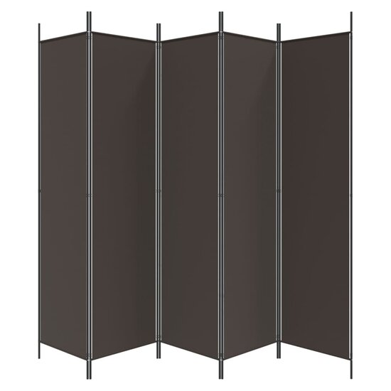 Kamerscherm Met 5 Panelen Stof Bruin 250 x 200 cm