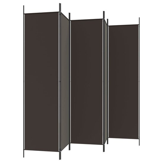 Kamerscherm Met 5 Panelen Stof Bruin 250 x 200 cm