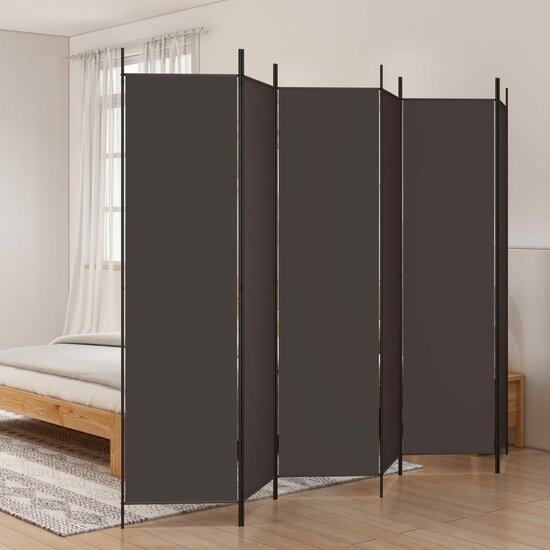 Kamerscherm Met 6 Panelen Stof Bruin 300 x 200 cm