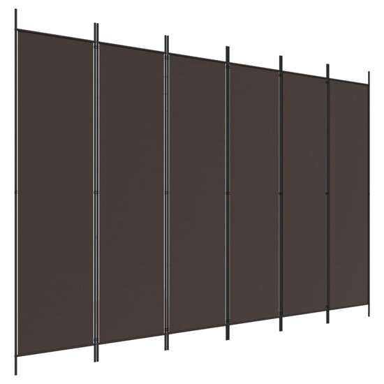 Kamerscherm Met 6 Panelen Stof Bruin 300 x 200 cm