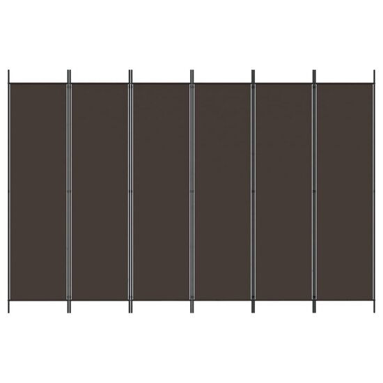 Kamerscherm Met 6 Panelen Stof Bruin 300 x 200 cm