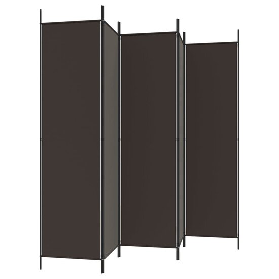Kamerscherm Met 6 Panelen Stof Bruin 300 x 200 cm