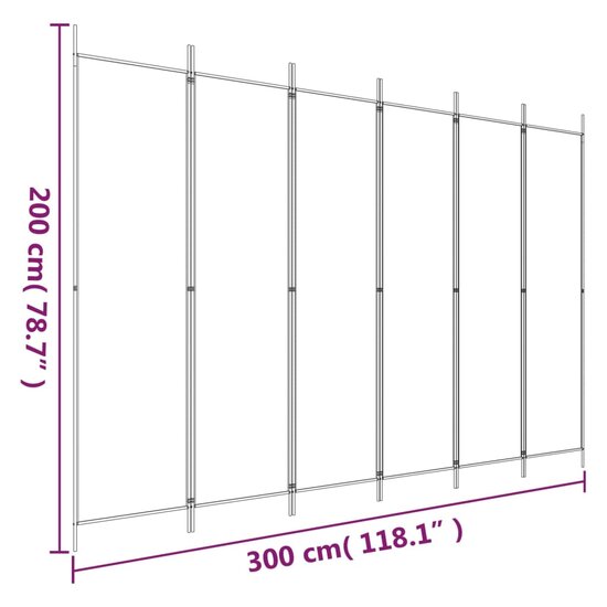 Kamerscherm Met 6 Panelen Stof Bruin 300 x 200 cm