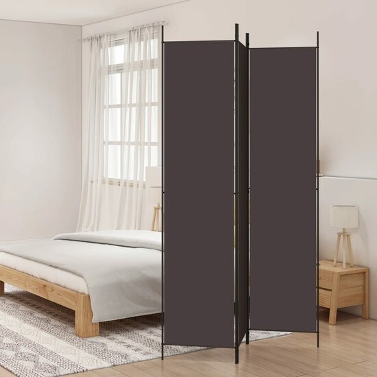 Kamerscherm met 3 panelen 150x220 cm stof bruin