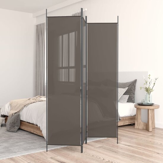 Kamerscherm met 3 panelen 150x220 cm stof antracietkleurig