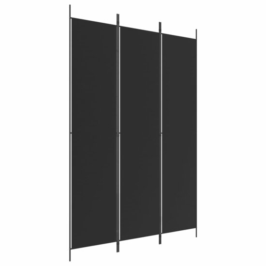Kamerscherm met 3 panelen 150x220 cm stof zwart