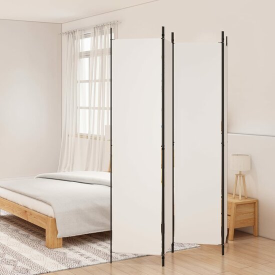 Kamerscherm Met 4 Panelen Stof Wit 200 x 220 cm