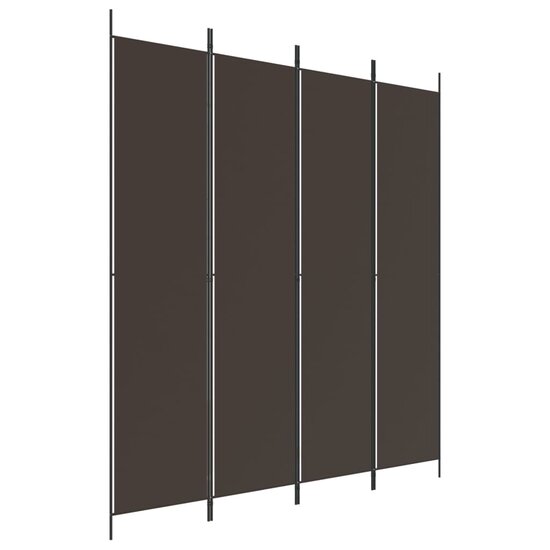 Kamerscherm met 4 panelen 200x220 cm stof bruin