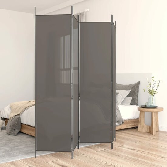 Kamerscherm met 4 panelen 200x220 cm stof antracietkleurig