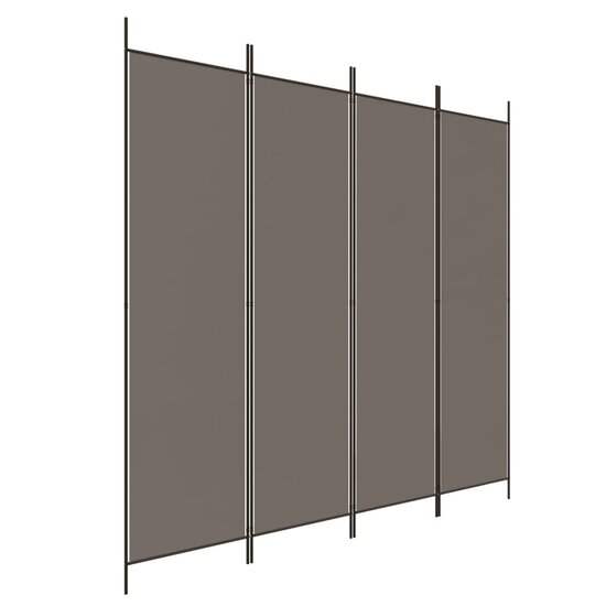 Kamerscherm met 4 panelen 200x220 cm stof antracietkleurig