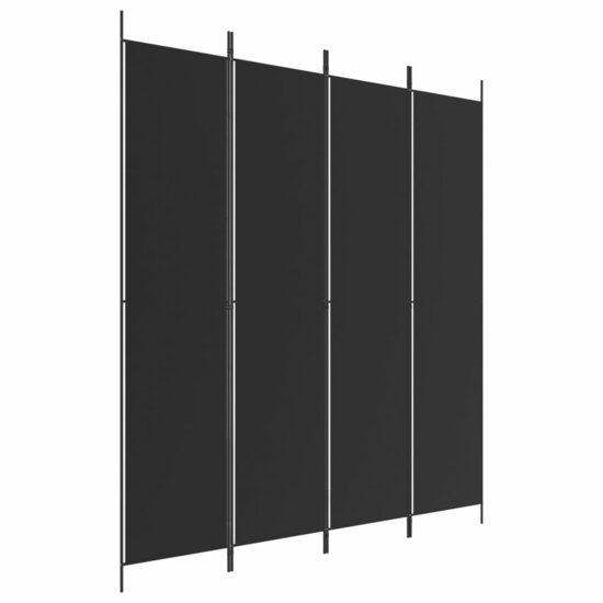 Kamerscherm Met 4 Panelen Stof Zwart 200 x 220 cm