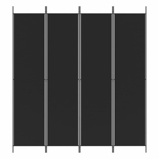 Kamerscherm Met 4 Panelen Stof Zwart 200 x 220 cm