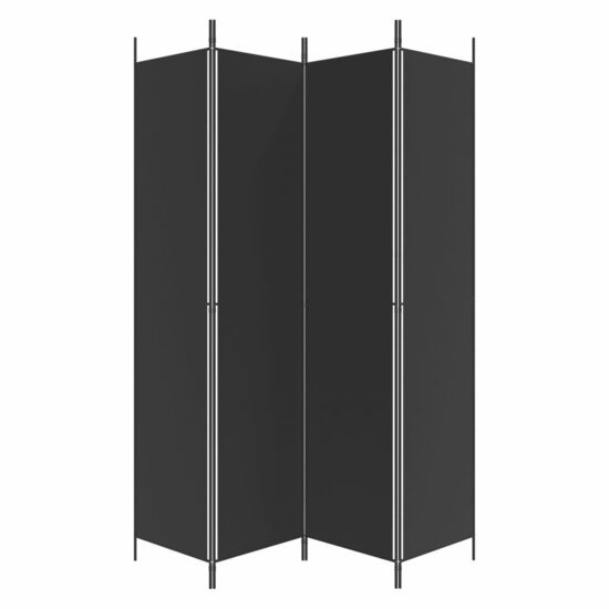 Kamerscherm Met 4 Panelen Stof Zwart 200 x 220 cm