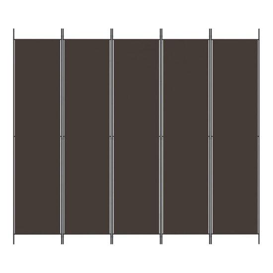 Kamerscherm Met 5 Panelen Stof Bruin 250 x 220 cm
