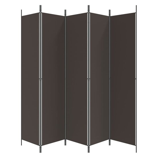 Kamerscherm Met 5 Panelen Stof Bruin 250 x 220 cm