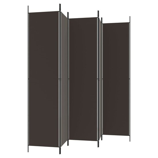 Kamerscherm Met 5 Panelen Stof Bruin 250 x 220 cm