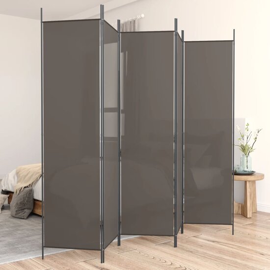 Kamerscherm met 5 panelen 250x220 cm stof antracietkleurig